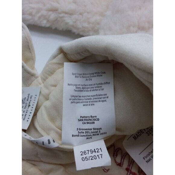 Pottery Barn Kate Faux Sheepskin with Bells Christmas Holiday Stocking Cream - Picture 9 of 11